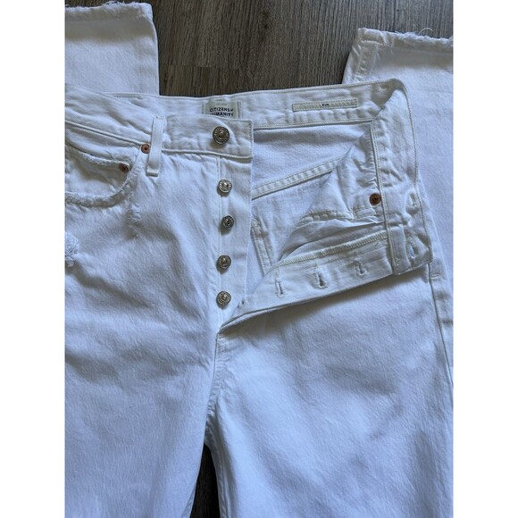 Citizens of Humanity Woman's White Eva Ripped Baggy Jeans Pants Size 26 - Picture 5 of 10